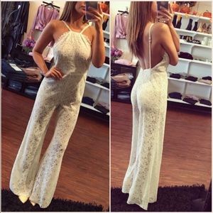 The Jetset Diaries Dalliance Jumpsuit Lace Halter